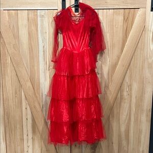 Spirit Lydia - Beetlejuice Red Layered Dress with veil